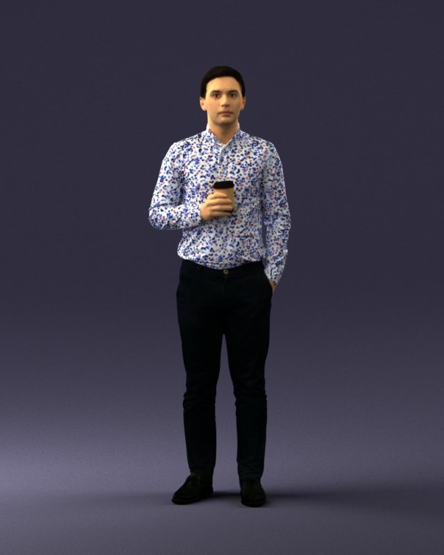 man with coffee 0290 Modèle 3D .c4d .max .obj .3ds .fbx .stl .blend 