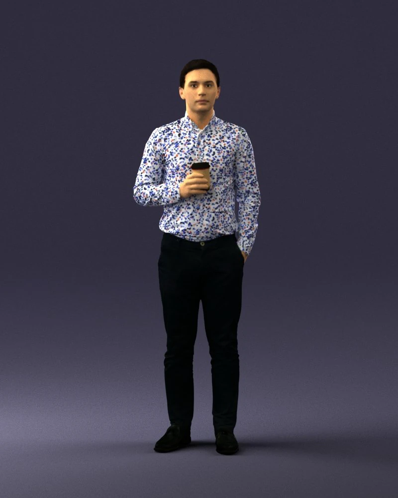 man with coffee 0290 3D Model .c4d .max .obj .3ds .fbx .stl .blend 