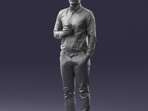 man with coffee 0290 Modèle 3D