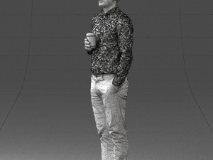 man with coffee 0290 Modèle 3D