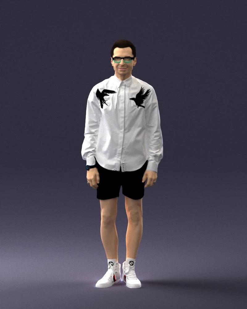 man in white jacket 0295 3D Model .c4d .max .obj .3ds .fbx .stl .blend 