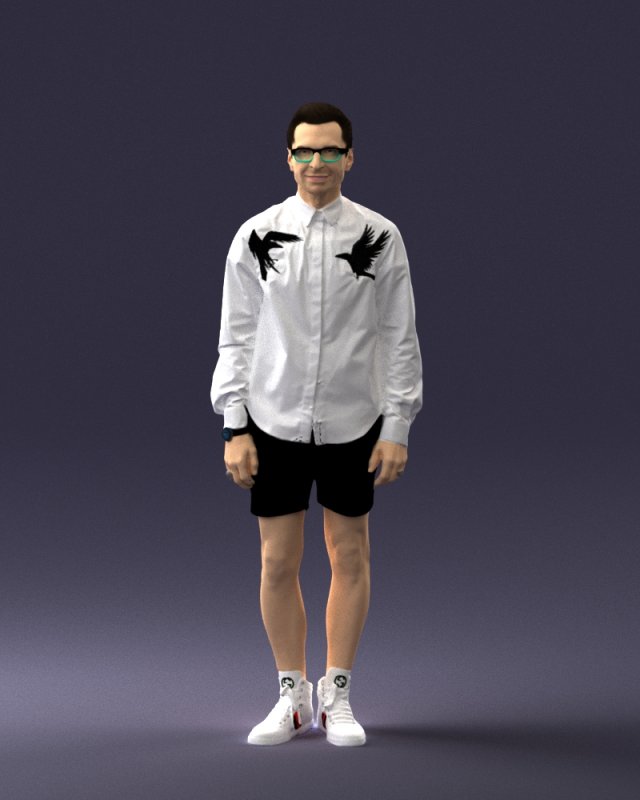 man in white jacket 0295 3d print ready Modèles 3D en vedette .c4d .max .obj .3ds .fbx .stl .blend 