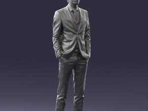 man in black suit 0297 3d print ready Modello di stampa 3D