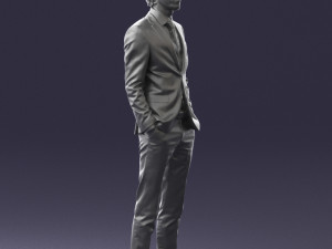 man in black suit 0297 3d print ready Modello di stampa 3D