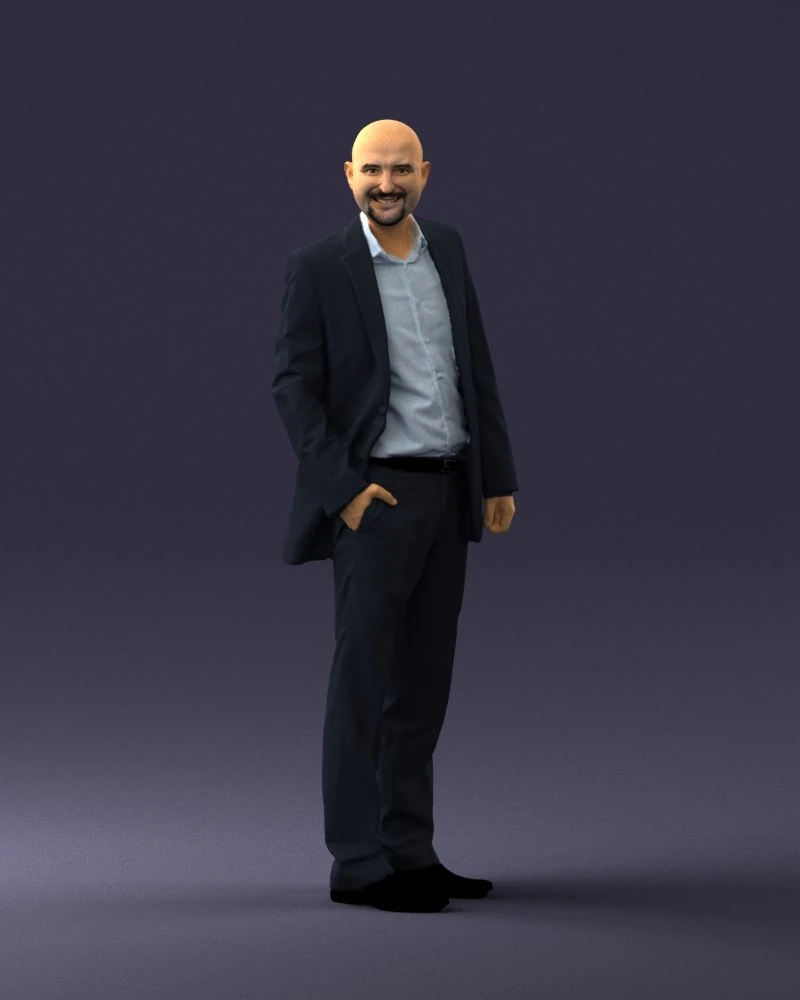 smiling man in grey suit 0309 3D Model .c4d .max .obj .3ds .fbx .stl .blend 