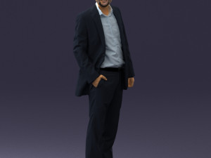 smiling man in grey suit 0309 3D Модель