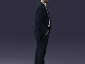 smiling man in grey suit 0309 3D Модель