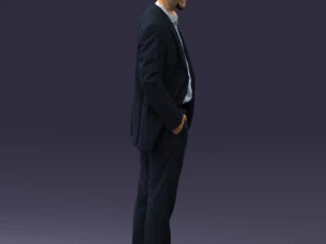 smiling man in grey suit 0309 3D Model