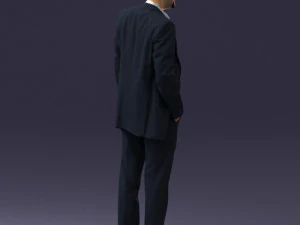 smiling man in grey suit 0309 3D Model