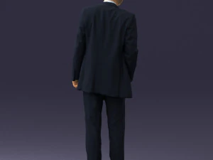 smiling man in grey suit 0309 3D Model