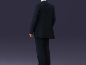 smiling man in grey suit 0309 3D Model