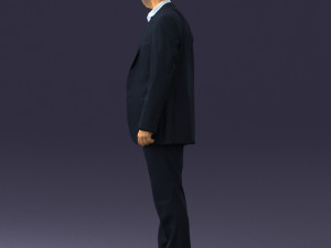smiling man in grey suit 0309 3D Модель