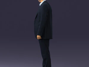 smiling man in grey suit 0309 3D Model
