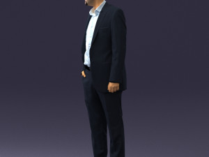 smiling man in grey suit 0309 3D Модель