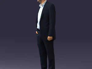 smiling man in grey suit 0309 3D Model