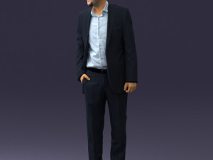 smiling man in grey suit 0309 3D Модель