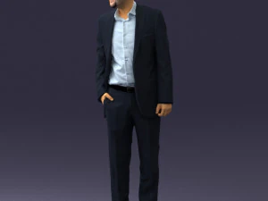 smiling man in grey suit 0309 3D Model