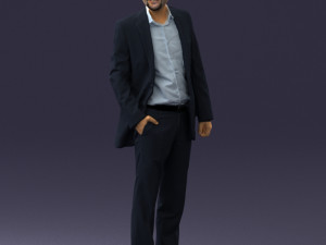 smiling man in grey suit 0309 3D Модель