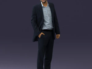 smiling man in grey suit 0309 3D Model