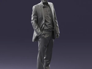 smiling man in grey suit 0309 3D Model