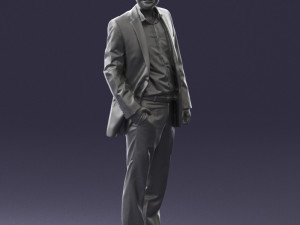 smiling man in grey suit 0309 3D Модель