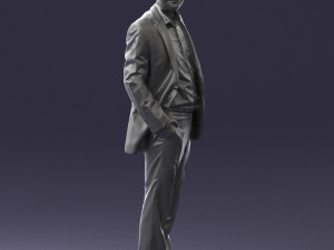 smiling man in grey suit 0309 3D Модель