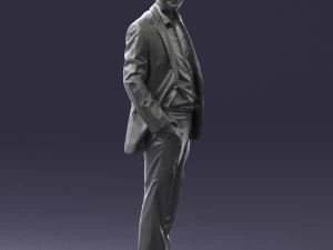 smiling man in grey suit 0309 3D Model