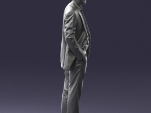 smiling man in grey suit 0309 3D Модель