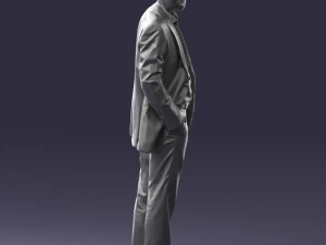 smiling man in grey suit 0309 3D Model