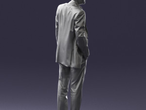 smiling man in grey suit 0309 3D Модель