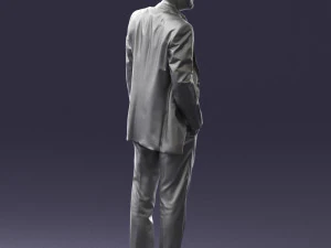 smiling man in grey suit 0309 3D Model