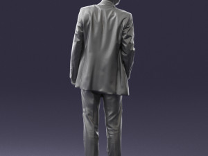 smiling man in grey suit 0309 3D Модель
