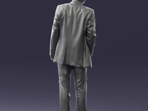 smiling man in grey suit 0309 3D Model