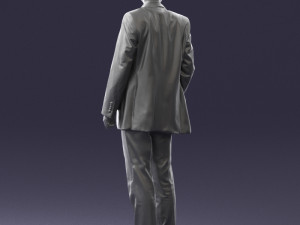 smiling man in grey suit 0309 3D Модель
