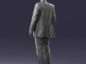 smiling man in grey suit 0309 3D Model