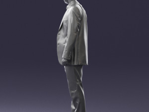 smiling man in grey suit 0309 3D Модель
