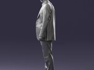 smiling man in grey suit 0309 3D Model