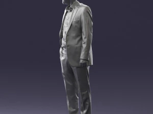 smiling man in grey suit 0309 3D Model
