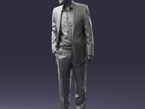 smiling man in grey suit 0309 3D Модель
