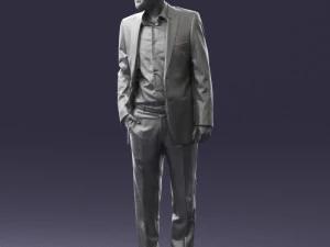 smiling man in grey suit 0309 3D Model