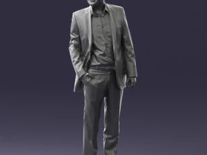 smiling man in grey suit 0309 3D Model