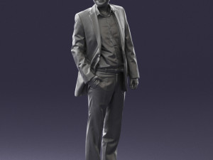 smiling man in grey suit 0309 3D Модель