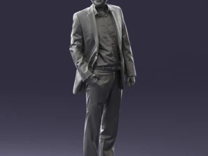 smiling man in grey suit 0309 3D Model
