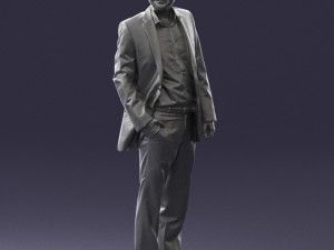 smiling man in grey suit 0309 3D Модель
