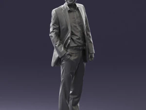 smiling man in grey suit 0309 3D Model