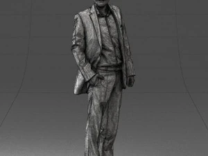 smiling man in grey suit 0309 3D Model