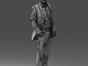smiling man in grey suit 0309 3D Модель