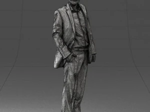 smiling man in grey suit 0309 3D Model