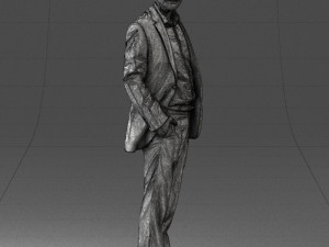 smiling man in grey suit 0309 3D Модель