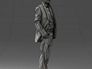 smiling man in grey suit 0309 3D Model